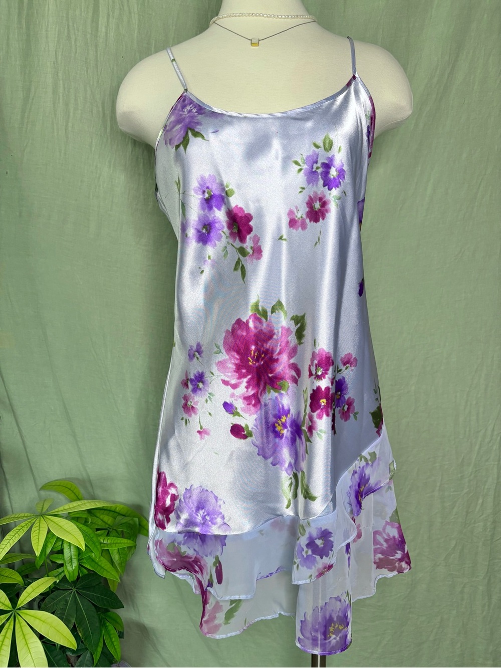 Satin Floral Slip Dress